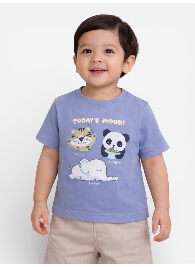 victor and jane Boys' 2pcs Cute Animal Print Round Neck T-Shirt and Shorts Set - Image 3